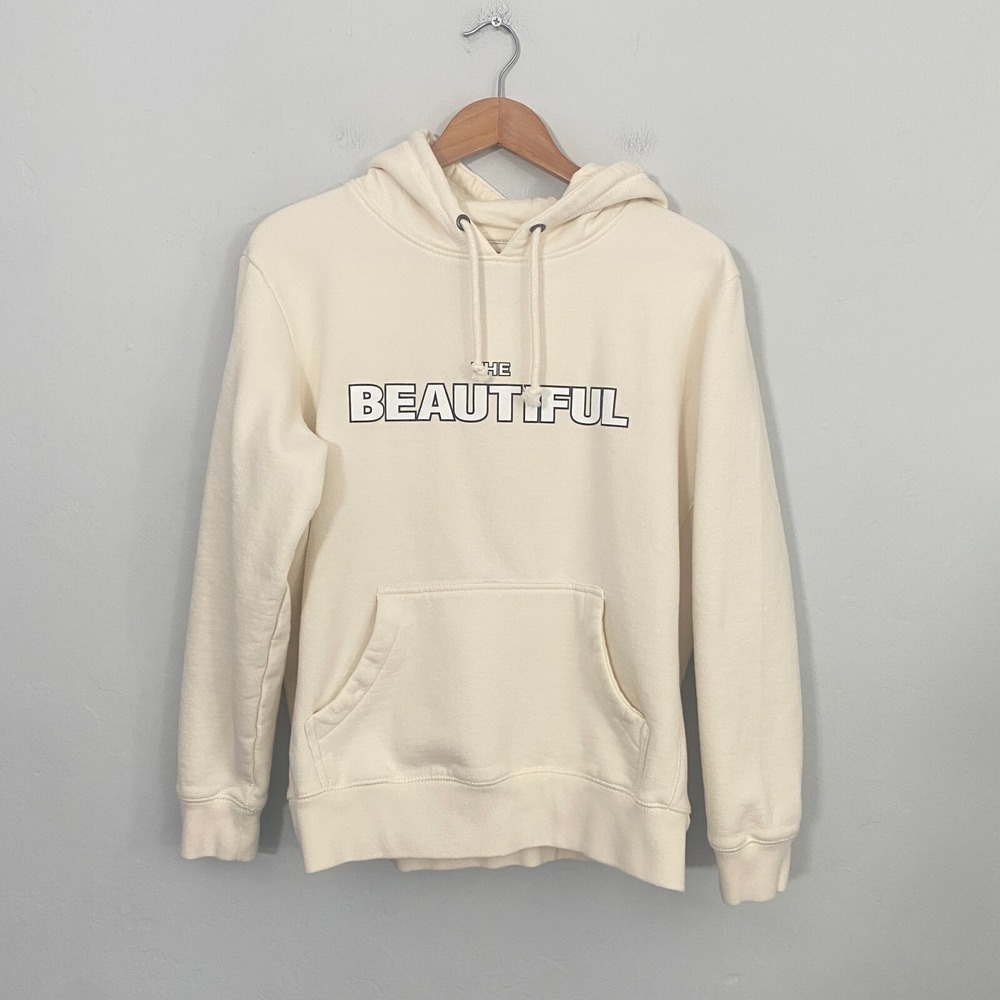The Beautiful Earth Hoodie Women Size Medium Ivory Pullover Flaw